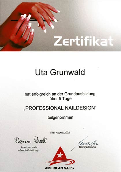 Nagelstudio Zauberhand - Zertifikat Nagelstudio Zauberhand - Zertifikat