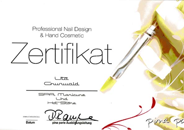 Nagelstudio Zauberhand - Zertifikat Nagelstudio Zauberhand - Zertifikat